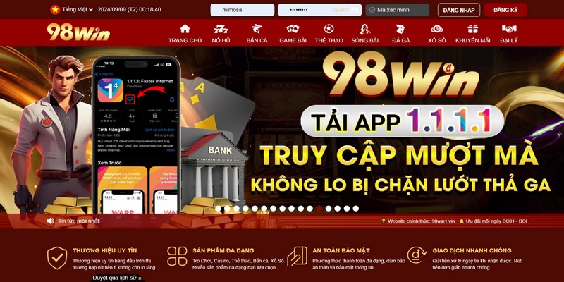 2 cách đăng ký 98WIN vô cùng nhanh và đơn giản